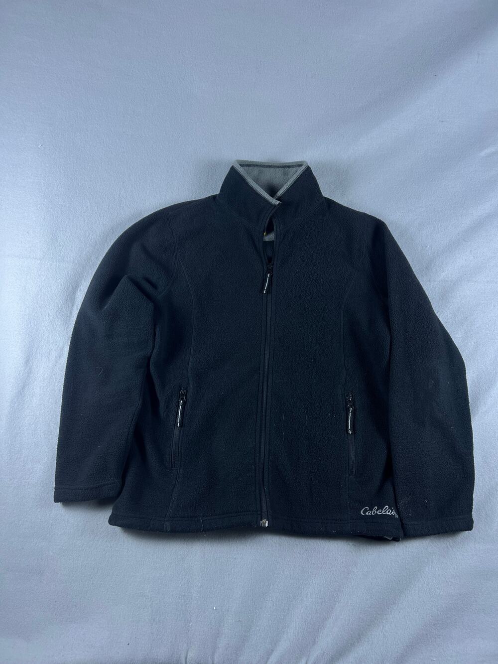 Cabela's Fleece Jacket Womens M Black Full Zip Mock Neck Winter Outerwear Sports